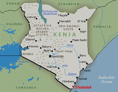 Kenia mit den Nachbarstaaten